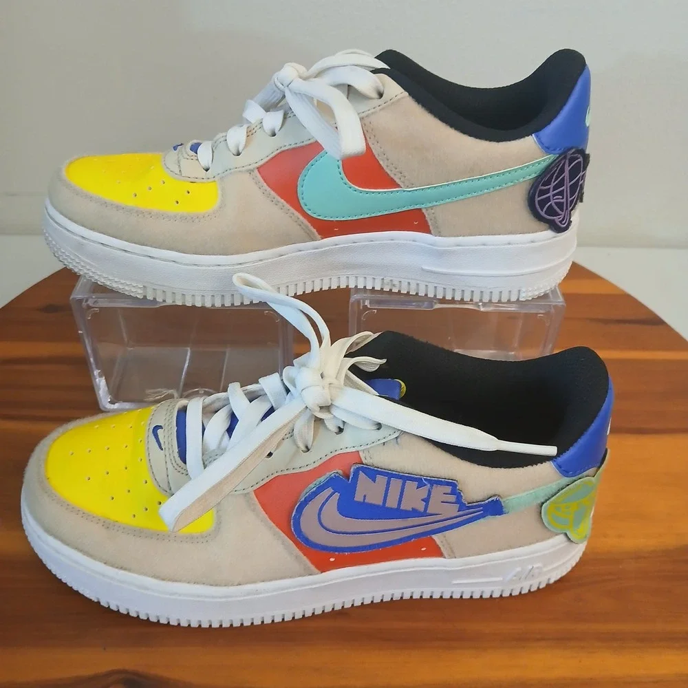 Nike Air Force 1 Low Kids 4Y Multi Color Patch Shoes Sneakers FN7818-100